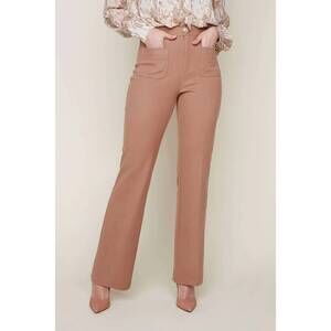 NEW RENUAR high waisted flared trousers in tan